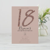 Invitation 18e 18 Anniversaire Rose rose Blush Parties scinti (Debout devant)