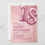 Invitation 18e anniversaire Ado fille Rose or (Devant)