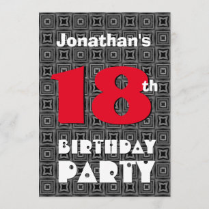 Invitation 18e anniversaire Ado moderne noir blanc Motif A02