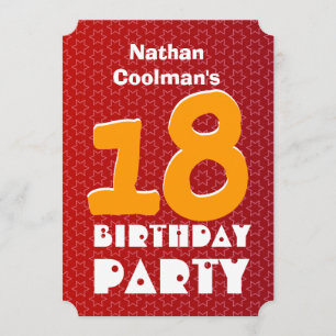 Invitation 18e anniversaire Ado moderne Red Gold Stars V06A31