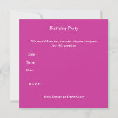 Invitation 18e anniversaire Ado Zebra Wild Pink Animal Noir (Dos)