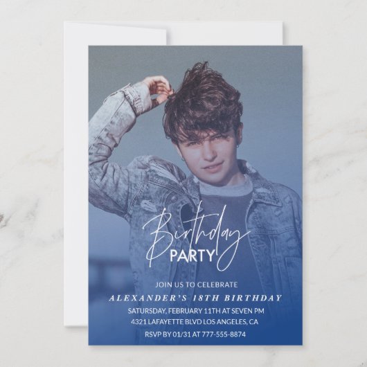 Invitation 18e anniversaire Anniversaire fête Photo boy (Devant)
