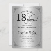 Invitation 18e anniversaire - Argent Damask (Devant)