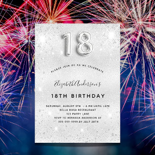 Invitation 18e anniversaire argent parties scintillant scinti