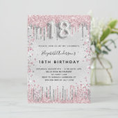 Invitation 18e anniversaire argent rose parties scintillant p (Debout devant)