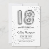 Invitation 18e anniversaire - Ballons d'argent (Devant)