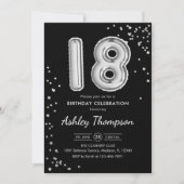 Invitation 18e anniversaire - Ballons d'argent Noir (Devant)