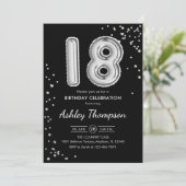 Invitation 18e anniversaire - Ballons d'argent Noir (Debout devant)