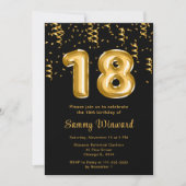 Invitation 18e anniversaire Ballons d'or avec Confetti (Devant)