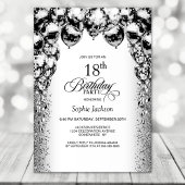 Invitation 18e anniversaire Black and White Balloons Party