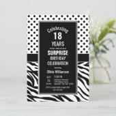 Invitation 18e anniversaire Black and White Surprise Party (Debout devant)