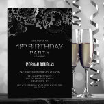 Invitation 18e anniversaire Black Silver Steampunk Watch Gear<br><div class="desc">Invitation vos amis et les proches à votre 18ème anniversaire avec cette invitation à regarder en steampunk noir et argent.</div>
