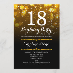 Invitation 18e anniversaire - Black White Gold