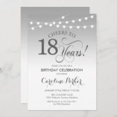 Invitation 18e anniversaire - Blanc argenté (Devant / Derrière)