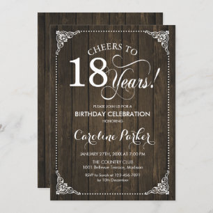 Invitation 18e anniversaire - Bois rustique