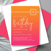 18e anniversaire Bold Hot rose orange Simple Minim