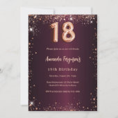Invitation 18e anniversaire bourgogne or rose (Devant)