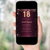 Invitation 18e anniversaire bourgogne or rose