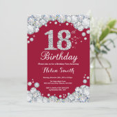 Invitation 18e anniversaire Bourgogne Rouge et Diamant Argent (Debout devant)