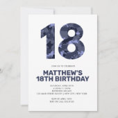 Invitation 18E Anniversaire, Camo Bleu Ado personnalisé (Devant)