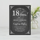 Invitation 18e anniversaire - Chalkboard White (Debout devant)