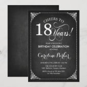 Invitation 18e anniversaire - Chalkboard White (Devant / Derrière)