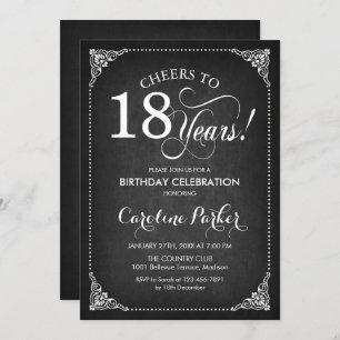 Invitation 18e anniversaire - Chalkboard White