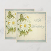 Invitation 18e anniversaire Chic Vintage Daisies (Devant / Derrière)