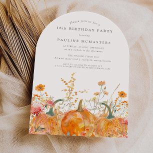Invitation 18e anniversaire Citrouille Fleur sauvage automne