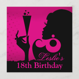 Invitation 18e anniversaire Cocktail Party fuschia
