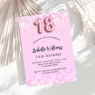 Invitation 18e anniversaire confetti rose fille fête luxe