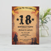Invitation 18e anniversaire cowboy vieux papier cheval cheval (Debout devant)