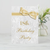 Invitation 18e anniversaire Damask et Faux Bow (Debout devant)