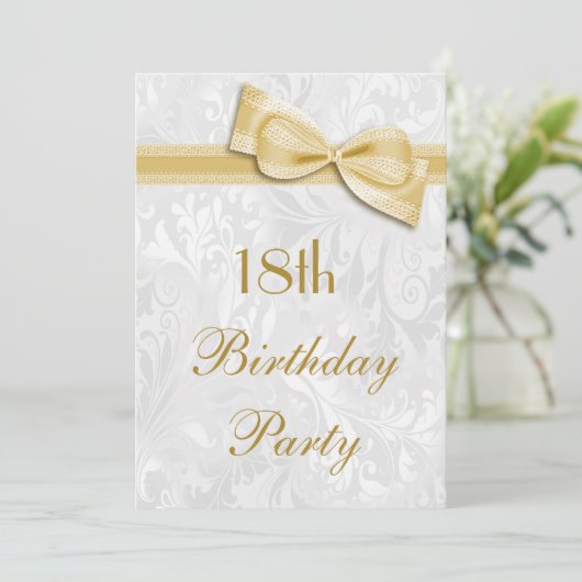 Invitation 18e anniversaire Damask et Faux Bow (Debout devant)