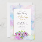 Invitation 18e anniversaire de la florale rose Dîner surprise (Devant)