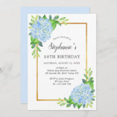 Invitation 18e anniversaire de la frontière Blue Hydrangea (Devant / Derrière)