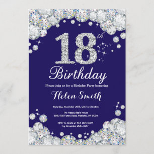 Invitation 18e anniversaire de la marine Blue and Silver Diam