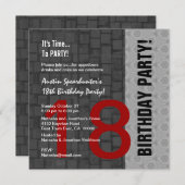 Invitation 18e anniversaire de l'Argent rouge moderne noir D4 (Devant / Derrière)