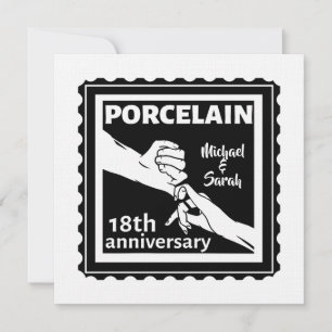 Invitation 18e anniversaire de mariage porcelaine traditionne
