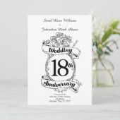 Invitation 18e Anniversaire de Mariage Roses Noires et Blanch (Debout devant)