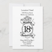 Invitation 18e Anniversaire de Mariage Roses Noires et Blanch (Dos)
