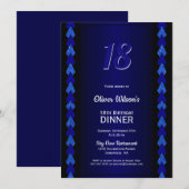Invitation 18e anniversaire Dîner Noir et Bleu (Devant / Derrière)
