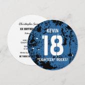 Invitation 18e anniversaire Eighteen Rocks BLUE Grunge F18Z (Devant / Derrière)
