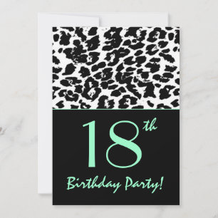 Invitation 18e anniversaire Empreinte de léopard Black White