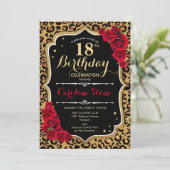 Invitation 18e anniversaire - Empreinte de léopard de Red Ros (Debout devant)