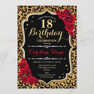 Invitation 18e anniversaire - Empreinte de léopard de Red Ros