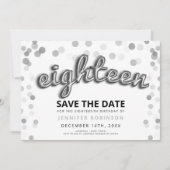 Invitation 18e anniversaire Enregistrer la date Parties scint (Devant)