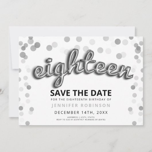Invitation 18e anniversaire Enregistrer la date Parties scint (Devant)