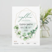 Invitation 18e anniversaire Eucalyptus Élégant Vert moderne (Debout devant)