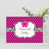 Invitation 18e anniversaire fête rose Zebra rose Fleur (Debout devant)